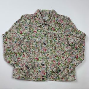 Vintage Retro Christoper &Banks Floral Linen Light Jacket